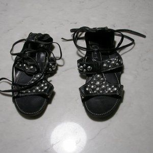 Black Leather Gladiator Sandals